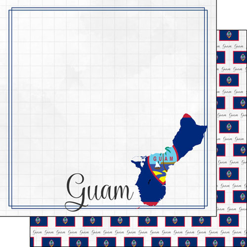 Scrapbook Customs - Adventures Around the World Collection - 12 x 12 Double Sided Paper - Adventure Border - Guam
