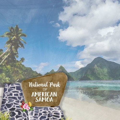 Scrapbook Customs - United States National Parks Collection - 12 x 12 Double Sided Paper - Watercolor - American Samoa