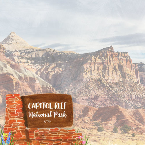 Scrapbook Customs - United States National Parks Collection - 12 x 12 Double Sided Paper - Watercolor - Capitol Reef