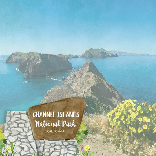 Scrapbook Customs - United States National Parks Collection - 12 x 12 Double Sided Paper - Watercolor - Channel Islands