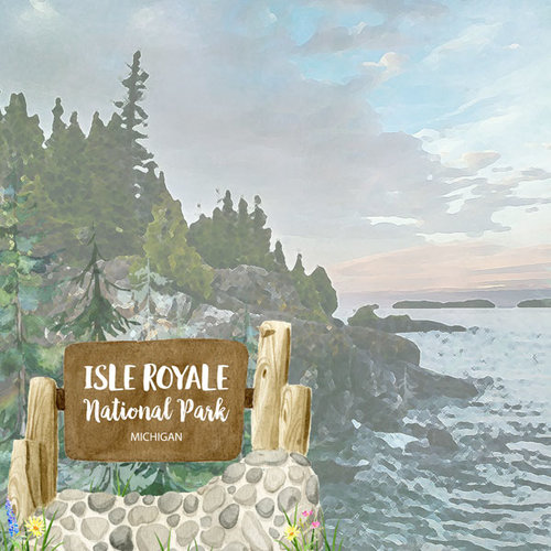 Scrapbook Customs - United States National Parks Collection - 12 x 12 Double Sided Paper - Watercolor - Isle Royale