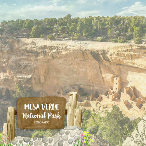 Scrapbook Customs - United States National Parks Collection - 12 x 12 Double Sided Paper - Watercolor - Mesa Verde
