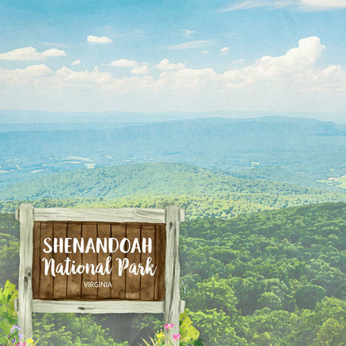Scrapbook Customs - United States National Parks Collection - 12 x 12 Double Sided Paper - Watercolor - Shenandoah