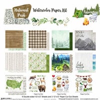 Scrapbook Customs - United States National Parks Collection - 12 x 12 Paper Pack - Watercolor