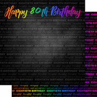 Scrapbook Customs - Neon Birthday Collection - 12 x 12 Double Sided Paper - 80th Birthday