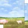 Scrapbook Customs - Farm Watercolor Collection - 12 x 12 Double Sided Paper - Pig
