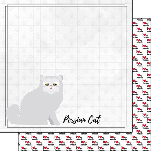 Scrapbook Customs - I Love My Cat Collection - 12 x 12 Double Sided Paper - Persian - Breed