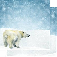 Scrapbook Customs - Safari Watercolor Collection - 12 x 12 Double Sided Paper - Polar Bear Safari