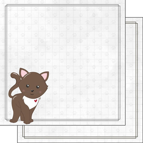 Scrapbook Customs - Cat Lovers Collection - 12 x 12 Double Sided Paper - Brown Generic Cat