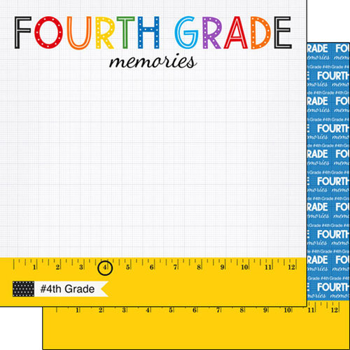 Scrapbook Customs - School Rulers Collection - 12 x 12 Double Sided Paper - 4th Grade