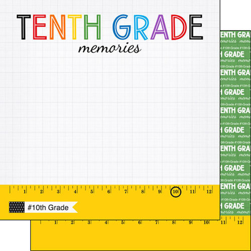 Scrapbook Customs - School Rulers Collection - 12 x 12 Double Sided Paper - 10th Grade