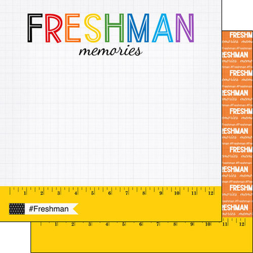 Scrapbook Customs - School Rulers Collection - 12 x 12 Double Sided Paper - Freshman