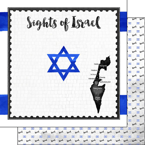 Scrapbook Customs - Sights Collection - 12 x 12 Double Sided Paper - Flag - Israel