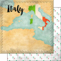 Scrapbook Customs - Sights Collection - 12 x 12 Double Sided Paper - Italy Map