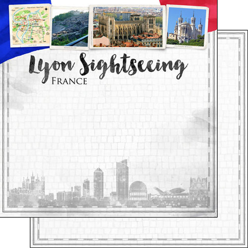 Scrapbook Customs - Sights Collection - 12 x 12 Double Sided Paper - City - Lyon