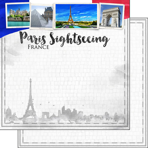 Scrapbook Customs - Sights Collection - 12 x 12 Double Sided Paper - City - Paris
