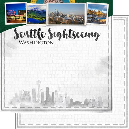 Scrapbook Customs - Sights Collection - 12 x 12 Double Sided Paper - City - Seattle