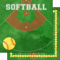 Scrapbook Customs - 12 x 12 Double Sided Paper - Softball Watercolor