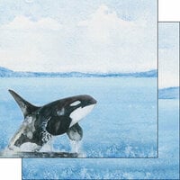 Scrapbook Customs - Safari Watercolor Collection - 12 x 12 Double Sided Paper - Orca