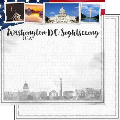 Scrapbook Customs - Sights Collection - 12 x 12 Double Sided Paper - City - Washington DC