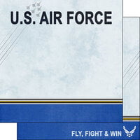 Scrapbook Customs - Military Collection - 12 x 12 Double Sided Paper - Air Force Border Stripe