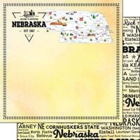 Scrapbook Customs - Postage Map Collection - 12 x 12 Double Sided Paper - Nebraska