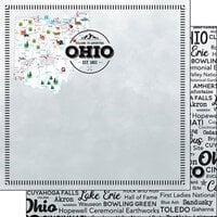 Scrapbook Customs - Postage Map Collection - 12 x 12 Double Sided Paper - Ohio