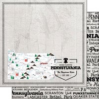 Scrapbook Customs - Postage Map Collection - 12 x 12 Double Sided Paper - Pennsylvania