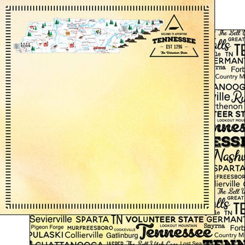 Scrapbook Customs - Postage Map Collection - 12 x 12 Double Sided Paper - Tennessee