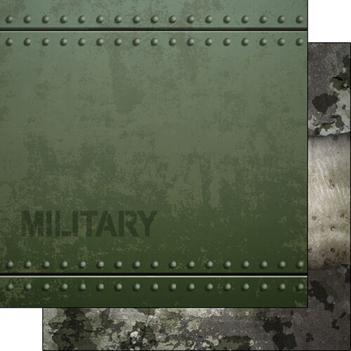 Scrapbook Customs - Military Collection - 12 x 12 Double Sided Paper - Military Metal