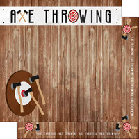 Scrapbook Customs - Watercolor Sports Collection - 12 x12 Double Sided Paper - Axe Throwing