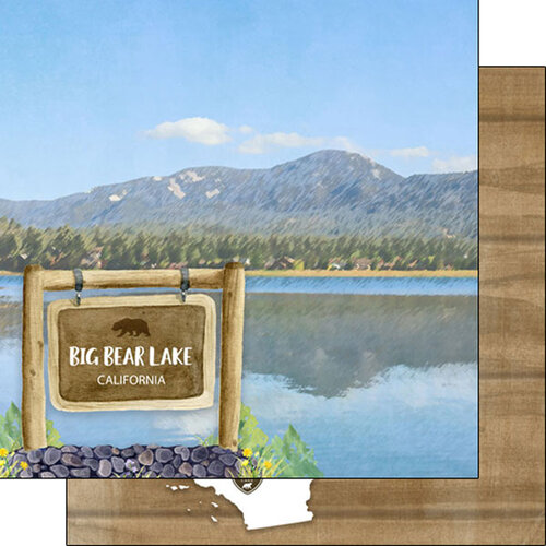 Scrapbook Customs - Watercolor Sports Collection - 12 x12 Double Sided Paper - Big Bear Lake Park