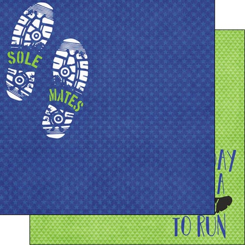 Scrapbook Customs - Sports Addict Collection - 12 x 12 Double Sided Paper - Running Addict 02