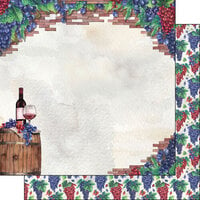 Scrapbook Customs - Drinking Collection - 12 x 12 Double Sided Paper - Red Wine Grapes