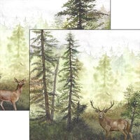 Scrapbook Customs - Watercolor Animals Collection - 12 x 12 Double Sided Paper - Deer Watercolor