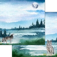 Scrapbook Customs - Watercolor Animals Collection - 12 x 12 Double Sided Paper - Wolf Watercolor