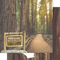 Scrapbook Customs - America the Beautiful Collection - 12 x 12 Double Sided Paper - Muir Woods National Monument Watercolor