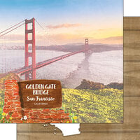 Scrapbook Customs - America the Beautiful Collection - 12 x 12 Double Sided Paper - Golden Gate San Francisco