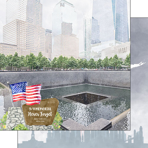 Scrapbook Customs - America the Beautiful Collection - 12 x 12 Double Sided Paper - 911 Memorial Never Forget