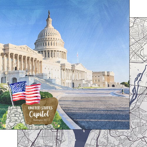 Scrapbook Customs - America the Beautiful Collection - 12 x 12 Double Sided Paper - US Capitol