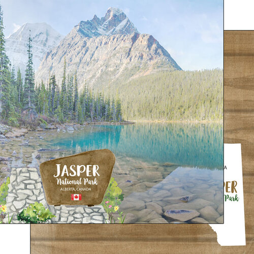 Scrapbook Customs - Canadian National Park Watercolor Collection - 12 x 12 Double Sided Paper - Canada - Alberta - Jasper National Park