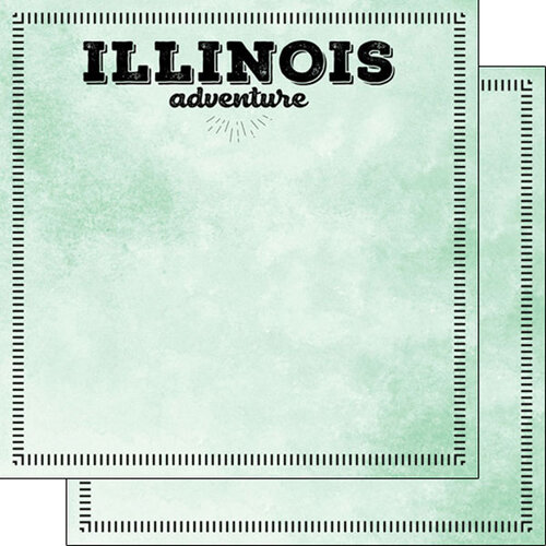 Scrapbook Customs - Postage Adventure Collection - 12 x 12 Double Sided Paper - Illinois