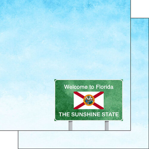 Scrapbook Customs - Welcome Road Sign Collection - 12 x 12 Double Sided Paper - Florida