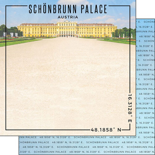 Scrapbook Customs - World Site Coordinates Collection - 12 x 12 Double Sided Paper - Austria - Schonbrunn Palace