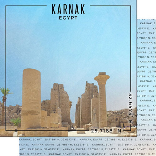 Scrapbook Customs - World Site Coordinates Collection - 12 x 12 Double Sided Paper - Egypt - Karnak
