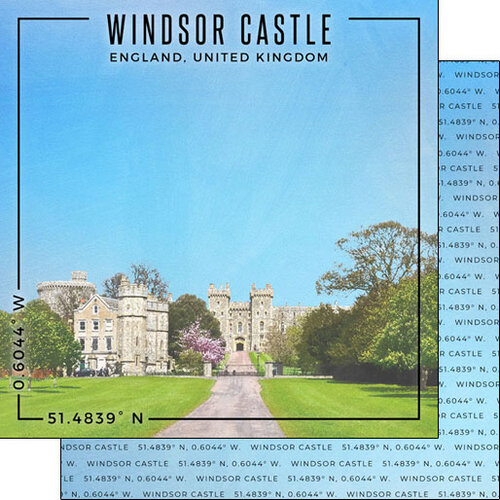 Scrapbook Customs - World Site Coordinates Collection - 12 x 12 Double Sided Paper - England - Windsor Castle