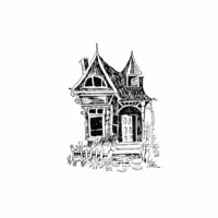 Scrapbook Customs - Halloween - Rubber Stamp - Haunted Cottage