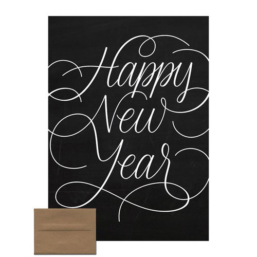 Scrapbook Customs - Chalkboard Cards - Happy New Year Script