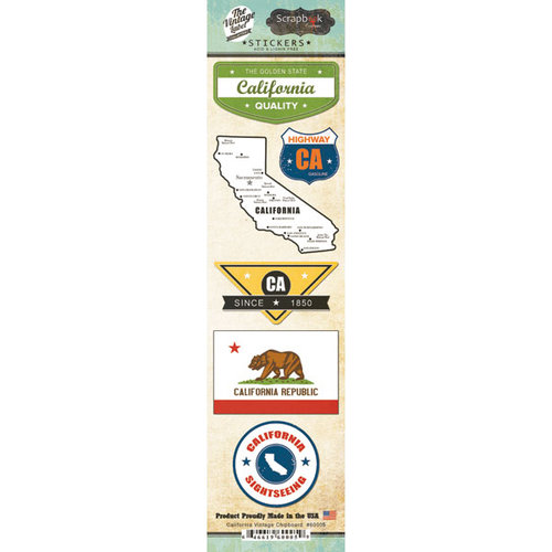 Scrapbook Customs - Vintage Label Collection - Cardstock Stickers - California Vintage