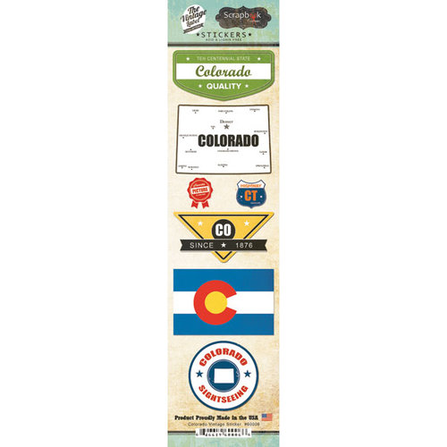 Scrapbook Customs - Vintage Label Collection - Cardstock Stickers - Colorado Vintage